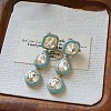 Brass Enamel & Clear Cubic Zirconia Stud Dangle Earrings WGFA43A-01-4