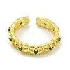 Hollow Brass Micro Pave Green Cubic Zirconia Cuff Rings RJEW-L113-007G-2