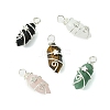 Natural Mixed Stone Double Terminal Pointed Pendants PALLOY-JF02802-02-1