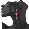 Lantern 304 Stainless Steel Synthetic Imperial Jasper Dangle Earrings EJEW-MZ00609-05-3