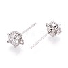 925 Sterling Silver Micro Pave Clear Cubic Zirconia Stud Earring Findings STER-N016-58B-P-2
