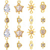 24Pcs 8 Styles Brass Pave Cubic Zirconia Connector Charms KK-BBC0028-50-1