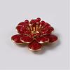 Flower Brass Enamel Cabochon Settings KK-K114-DM-G-2