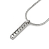 304 Stainless Steel Crystal Rhinestone Rectangle Pendant Round Snake Chain Necklaces for Women NJEW-Z044-06P-1