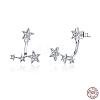 Rhodium Plated 925 Sterling Silver Ear Studs HJEW-FF0012-22-1