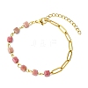 Cube Natural Gemstone Beads Link Bracelets BJEW-JB13903-4