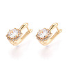Brass Micro Pave Clear Cubic Zirconia Flower Hoop Earrings EJEW-T048-33G-1
