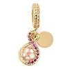 Rack Plating Brass Micro Pave Cubic Zirconia European Dangle Charms KK-P287-33A-G-1