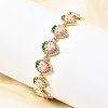 Brass Micro Pave Cubic Zirconia Link Bracelets BJEW-K278-02G-01-1