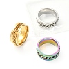 3Pcs 3 Colors 201 Stainless Steel Curb Chain Finger Rings Set for Women RJEW-YW0001-02-2