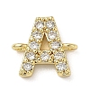 Brass Micro Pave Clear Cubic Zirconia Letter Links Connector Charmss KK-I382-07G-2