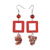 Natural Carnelian Beads Dangle Earring Sets EJEW-JE03360-01-3