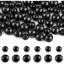 SUPERFINDINGS 400Pcs 2 Styles Undyed Natural Ebony Wood Beads WOOD-FH0001-99