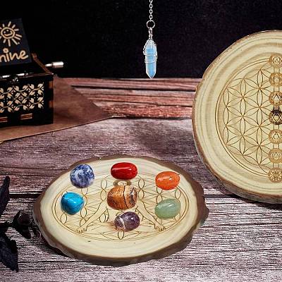 Rustic Wooden Slice Cup Mats DJEW-WH0010-86-1