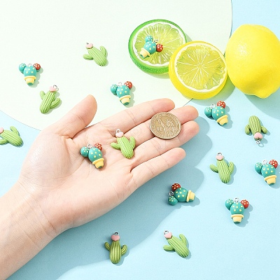10Pcs 2 Styles Opaque Resin Plant Pendants RESI-YW0005-66-1