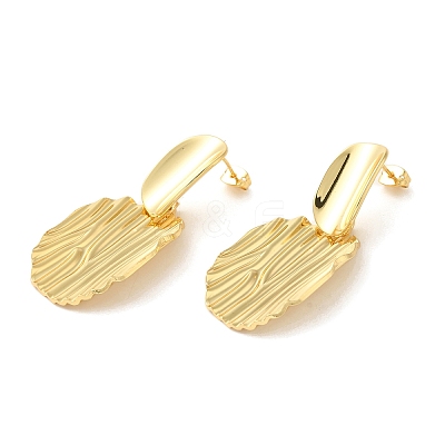 Twist Oval Brass Dangle Stud Earrings EJEW-G382-15G-1