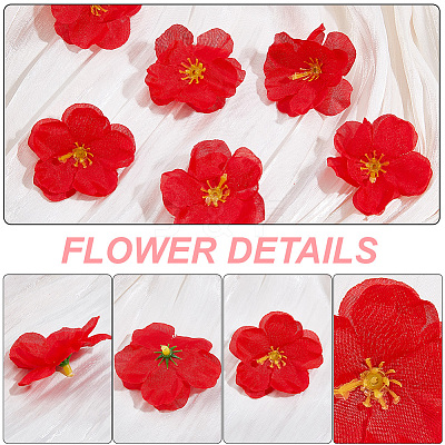 100Pcs Cloth Artificial Flower Head AJEW-GF0013-17A-1