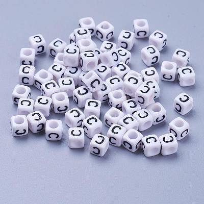 Acrylic Horizontal Hole Letter Beads PL37C9308-C-1