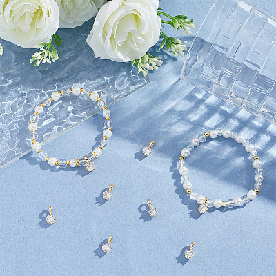 8Pcs Brass Micro Pave Cubic Zirconia Charms KK-BBC0021-32-1