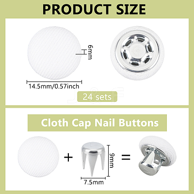 24 Bags Flat Round Cloth Cap Nail Buttons BUTT-BC0001-21C-1