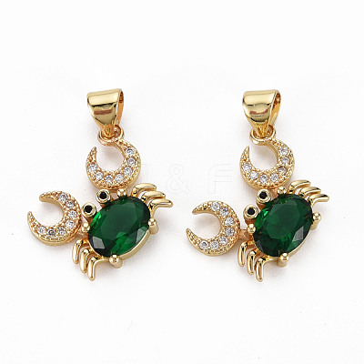 Brass Micro Pave Green Cubic Zirconia Pendants ZIRC-N039-195-NF-1