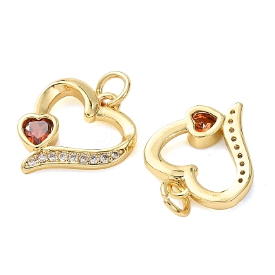 Valentine's Day Brass Micro Pave Orange Cubic Zirconia Pendants CU-E003-17G-C-1