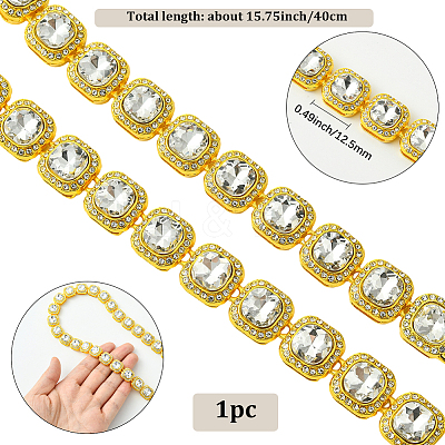 1Pc Zinc Alloy Pave Square Clear Glass Tennis Necklaces for Womem NJEW-SP0001-07G-1