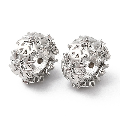 Brass Micro Pave Cubic Zirconia Rondelle European Beads KK-P234-36P-1