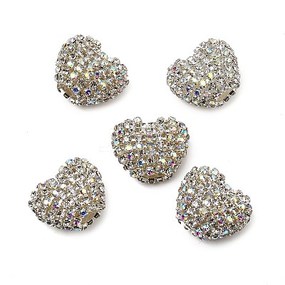 Sparkling Acrylic Heart Beads with Rhinestone Embellishment OACR-NH0001-02A-07-1