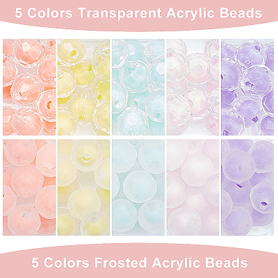 120Pcs 10 Colors Transparent Acrylic Beads TACR-PH0001-51-1
