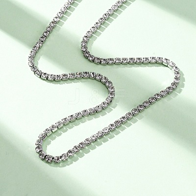 3MM 304 Stainless Steel Rhinestone Cup Chain Necklaces for Women NJEW-G175-01P-02-1