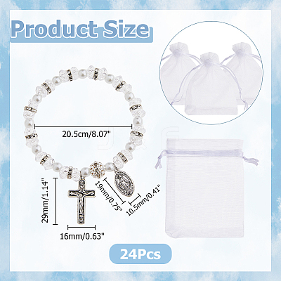 24Pcs Imitated Pearl Acrylic Beads Stretch Bracelets For Women BJEW-HS00007-1