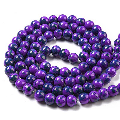Baking Paint Round Glass Bead Strands DGLA-S084-8mm-64-1