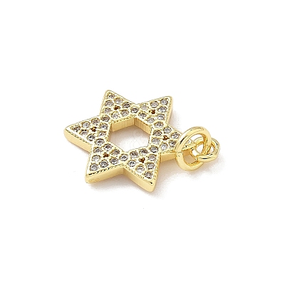 Brass Micro Pave Clear Cubic Zirconia Pendants KK-B141-27G-1