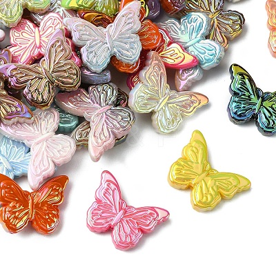50Pcs 2 Styles UV Plating Acrylic Beads MACR-CJ0002-16-1