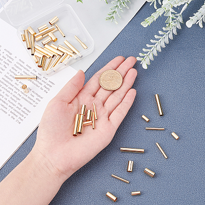 60Pcs 4 Styles Brass Tube Beads KK-PH0002-31G-1