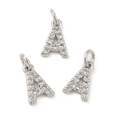 Brass Micro Pave Grade AAA Cubic Zirconia Charms ZIRC-P067-11P-A-NR-1