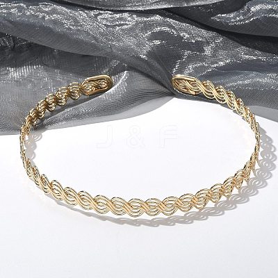 Iron Open Cuff Choker Necklaces for Women NJEW-M085-01G-1