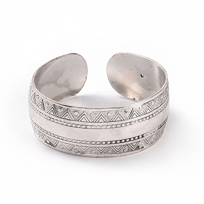 Bohemia Tibetan Style Alloy Thick Open Cuff Bangle for Women LS-BJEW-E002-01AS-06-1