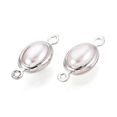 Brass ABS Imitation Pearl Connector Charms KK-N286-02B-P-1