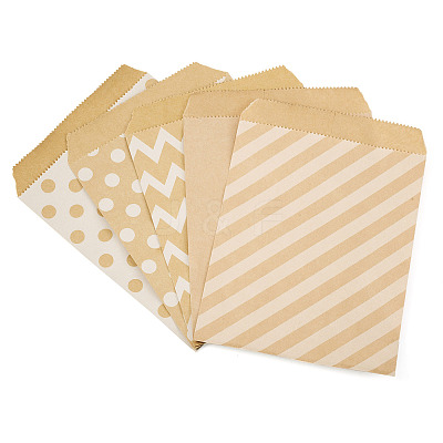 50Pcs 5 Styles Kraft Paper Bags CARB-TA0001-06-1