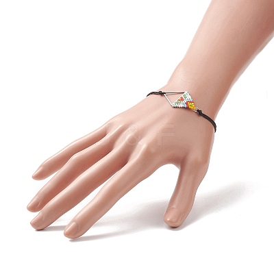 Glass Seed Braided Triangle Braided Bead Bracelet BJEW-MZ00026-02-1