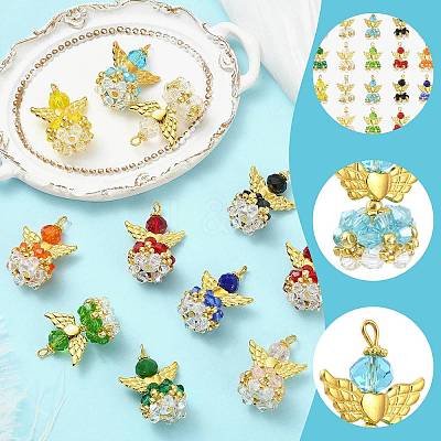 20Pcs 10 Colors Faceted Glass Pendants PALLOY-SZ00011-1