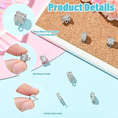 7Pcs 7 Styles Brass Micro Pave Cubic Zirconia Tube Bails KK-CJ0004-47P-1