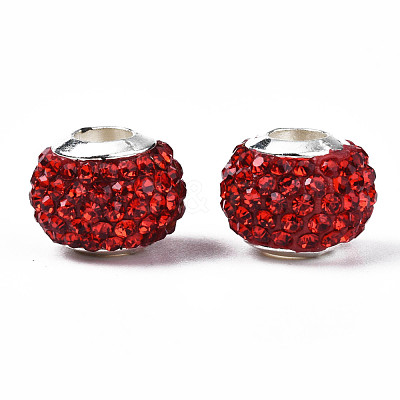 Handmade Polymer Clay Rhinestone European Beads RB-N053-001-08-1