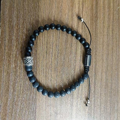 Natural Obsidian Round Braided Bead Bracelets for Women Men LS-PM4065-5-1