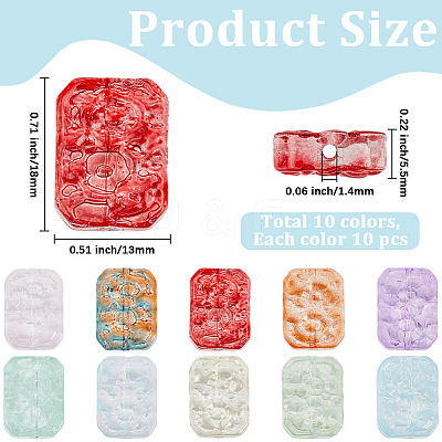 100Pcs 10 Colors Transparent Spray Painted Glass Beads GLAA-PA0001-60A-1