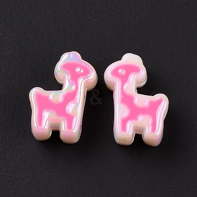 UV Plating Rainbow Iridescent Acrylic European Beads SACR-E009-45-1