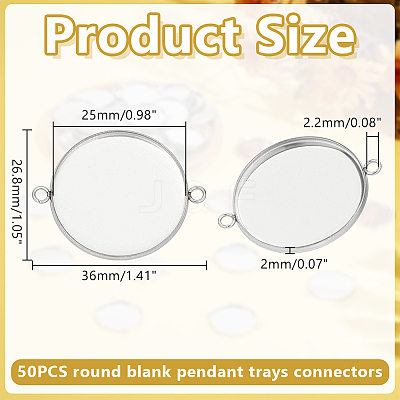 50Pcs 304 Stainless Steel Cabochon Connector Settings STAS-HY0001-88-1
