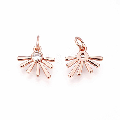 Brass Micro Pave Cubic Zirconia Charms ZIRC-F095-02RG-1